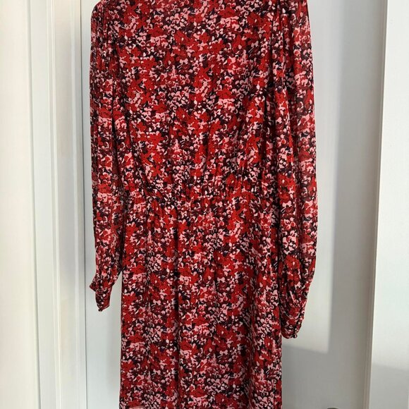 THE KOOPLES FLOWING RED DRESS WITH FLORAL MOTIF SIZE 2 EU OR SIZE 6/8 US - Picture 7 of 8